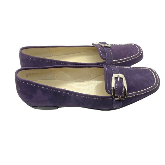 AK Anne Klein Women's iflex 704553 Purple Suede Block Heel Loafer Shoes size 8 N - Picture 1 of 12